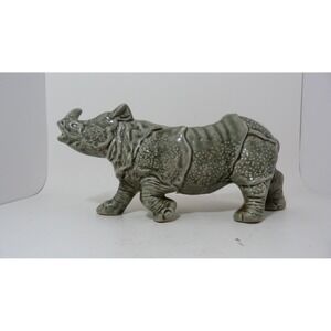 Vintage MCM Stanfordware Ceramic Rhinoceros Rhino Figurine Planter #260 8.5 Inch